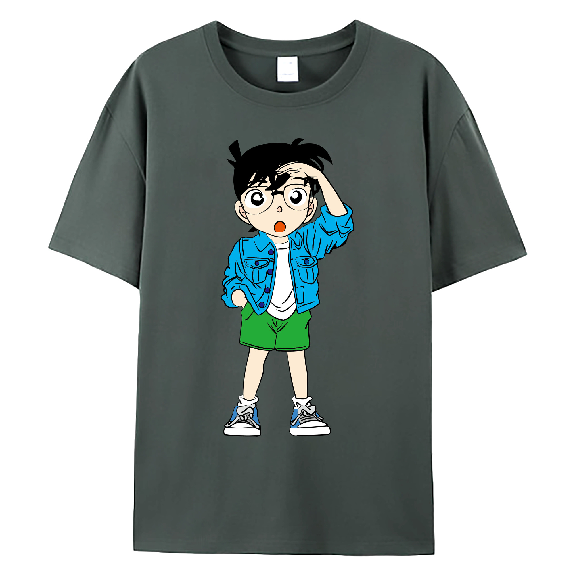 （画像用） 名探偵コナン 江戸川 コナン Detective Conan Conan Edogawa 綿100％ メンズ半袖Tシャツ｜肌触りやわらか＆通気性
